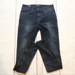 Joe’s Jeans dark wash skinny jeans zipper leg Alessia jeans mid-rise 24